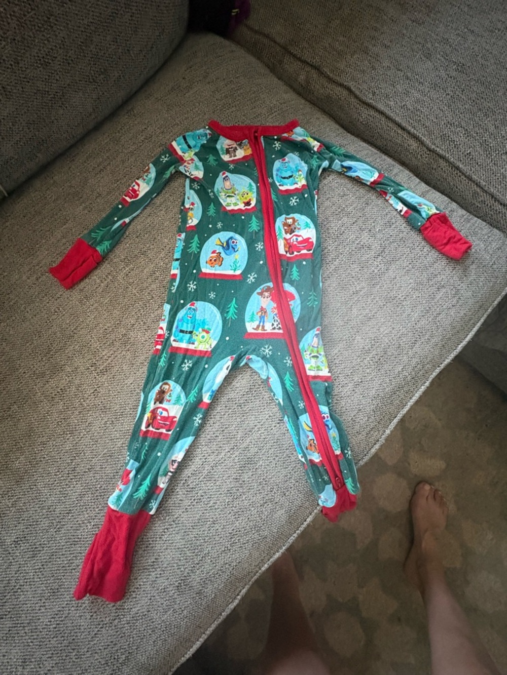 Little sleepies Disney Holiday Snow Globe Footed One-Piece Pajamas
